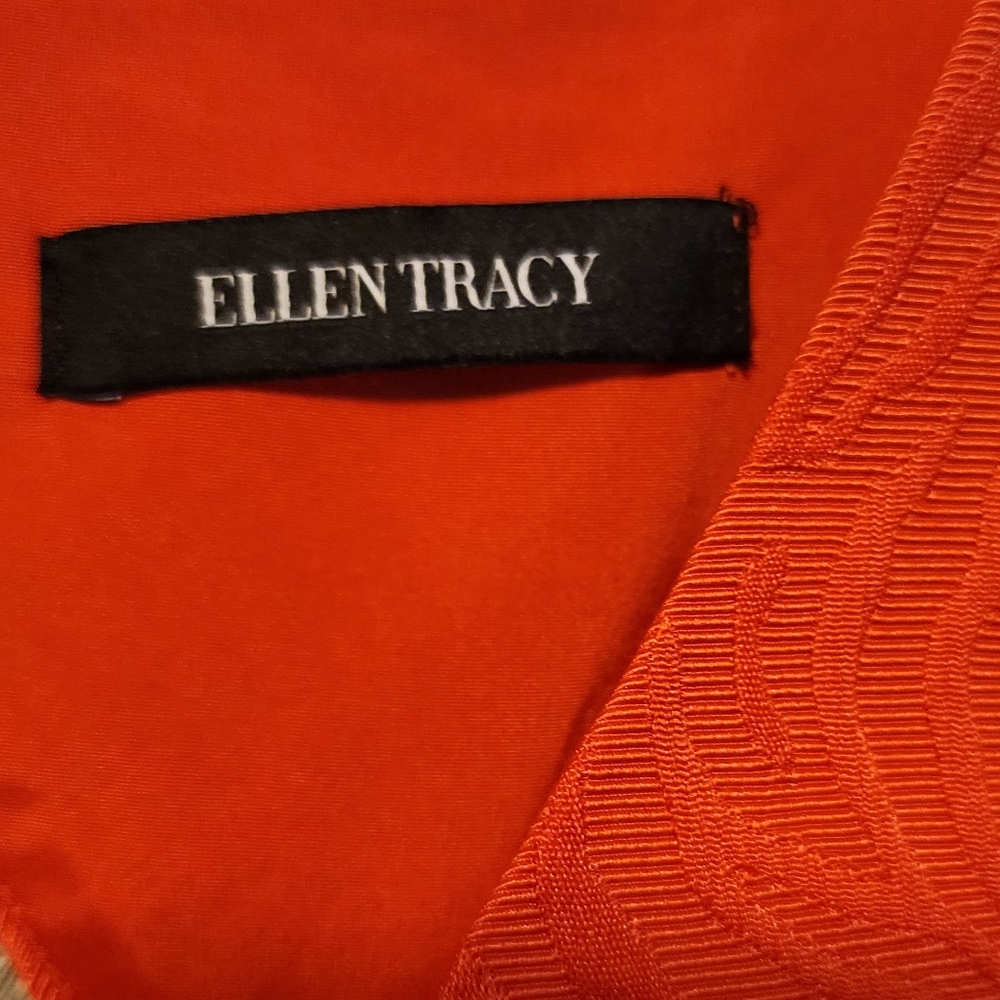 Ellen Tracy Bold Orange Textured Dress w/pockets. (Belt Loops/No Belt) - Picture 3 of 5